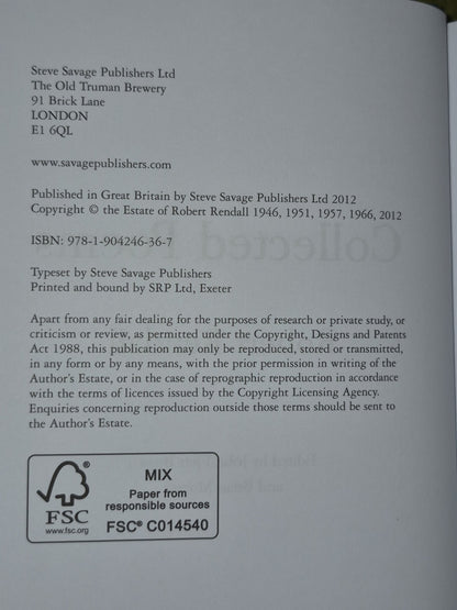 Robert Rendall Collected Poems 2012 HB DJ5