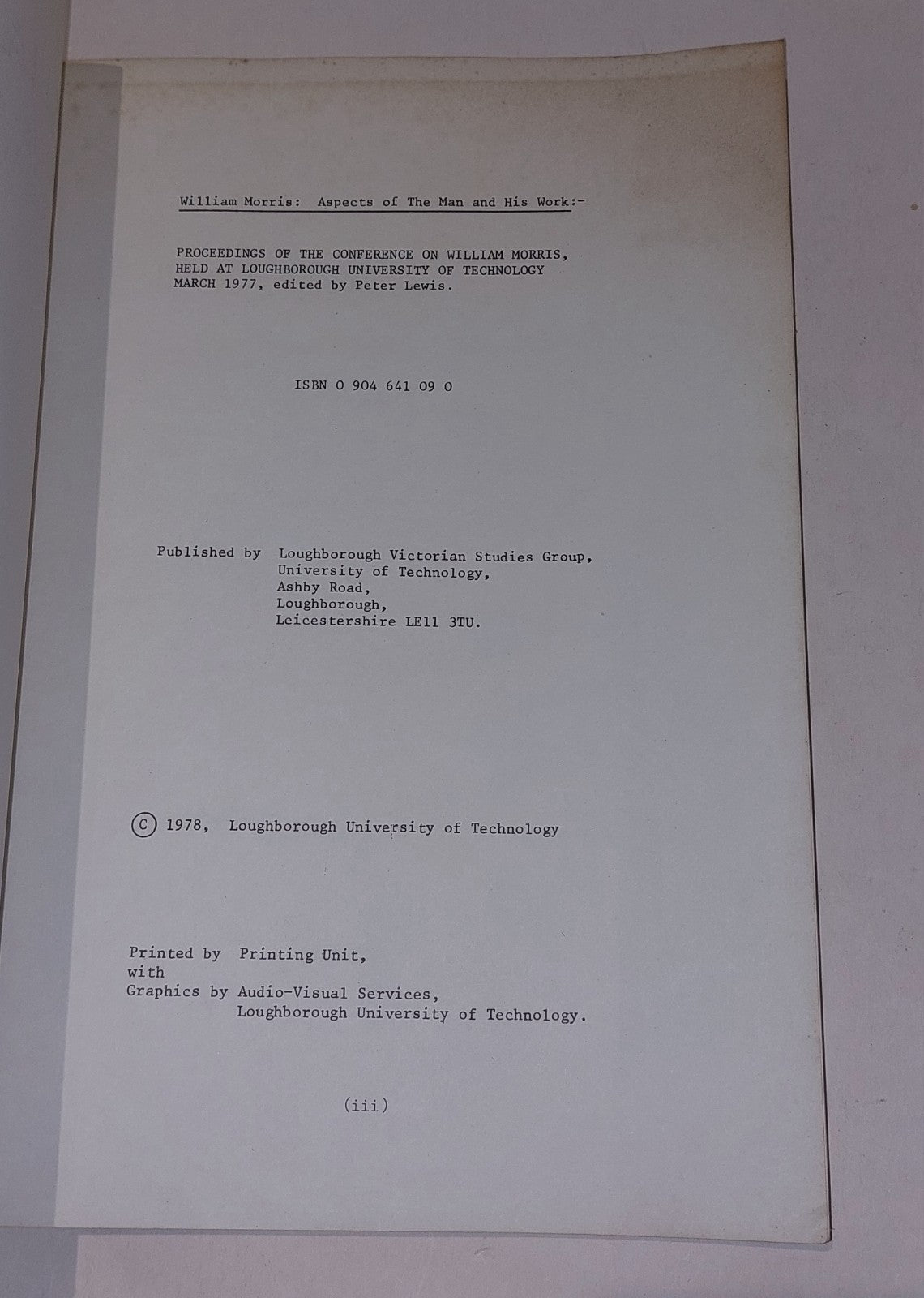 William Morris : Aspects Of The Man & His Work By Peter Lewis (1978) Pb Book4