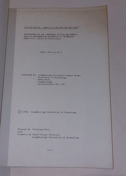 William Morris : Aspects Of The Man & His Work By Peter Lewis (1978) Pb Book4