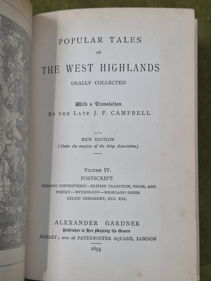Popular Tales of the West Highlands 1890 Alexander Gardner Gaelic Complete Set5