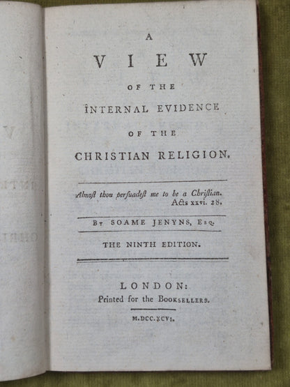 A View of the Internal Evidence of the Christian Religion 1798 Soame Jenyns 9th4
