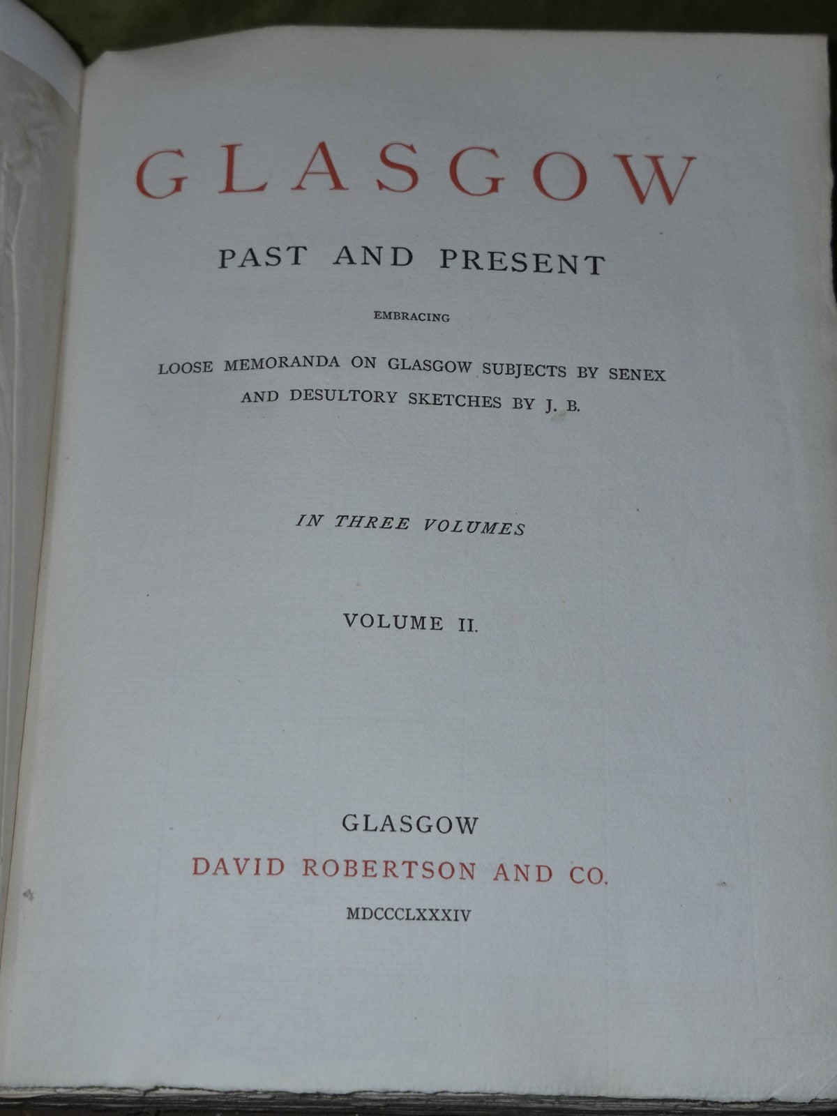 GLASGOW Past & Present - Vol 1-3 - David Robertson & Co 1884 Limited Ed. 271/50017