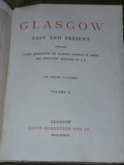 GLASGOW Past & Present - Vol 1-3 - David Robertson & Co 1884 Limited Ed. 271/50017