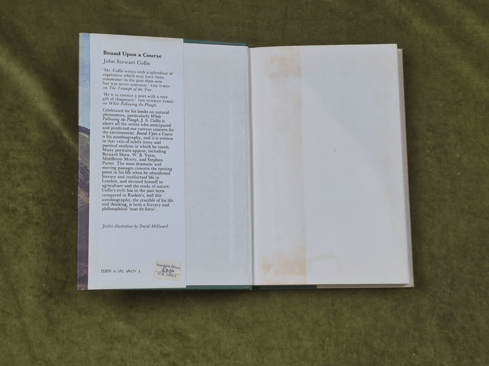 Bound Upon a Course : An Autobiography - John Stewart Collis 1971 1st HB DJ3