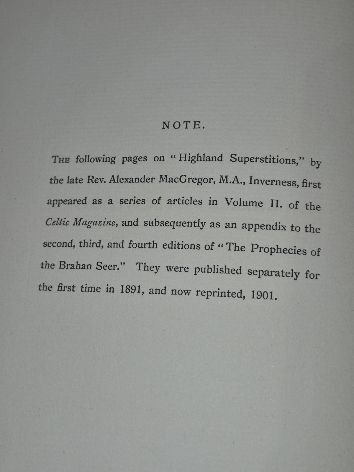 Highland Superstitions Alexander Macgregor 1901 True First Edition Eneas Mackay5