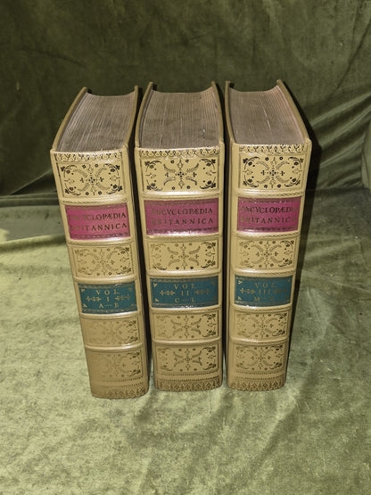 Encyclopedia Brittanica 1st Ed Facsimile in 3 Vols Leatherbound in Mahogany Case8