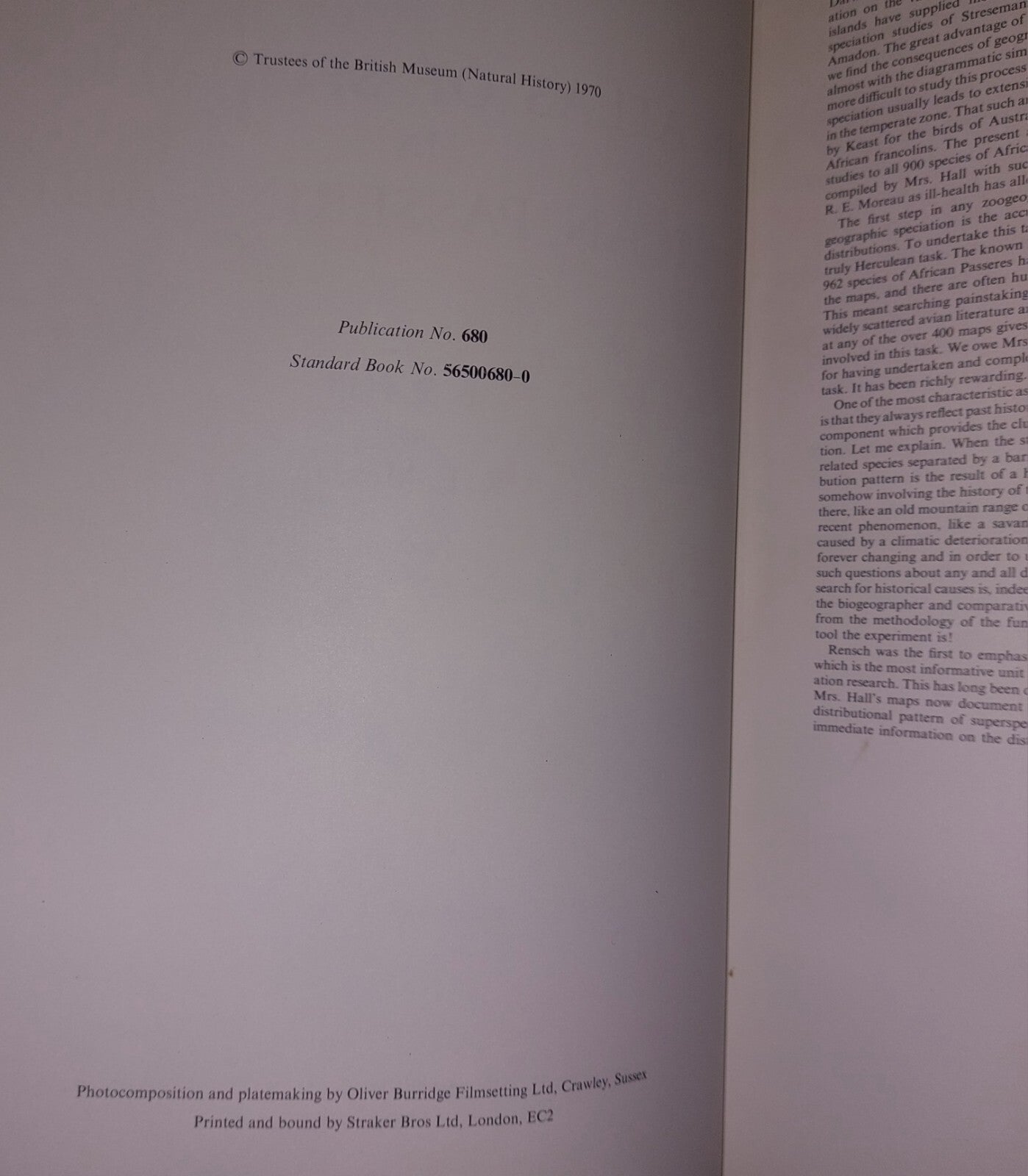 An Atlas of Speciation in African Passerine Birds - Hall & Moreau 1970 HB-DJ8
