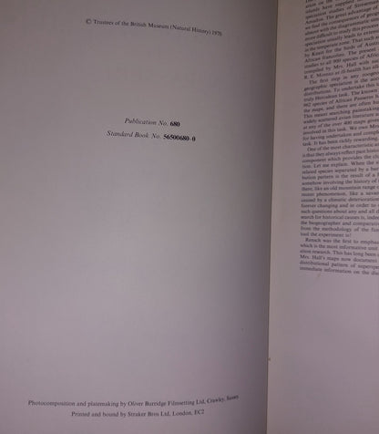 An Atlas of Speciation in African Passerine Birds - Hall & Moreau 1970 HB-DJ8