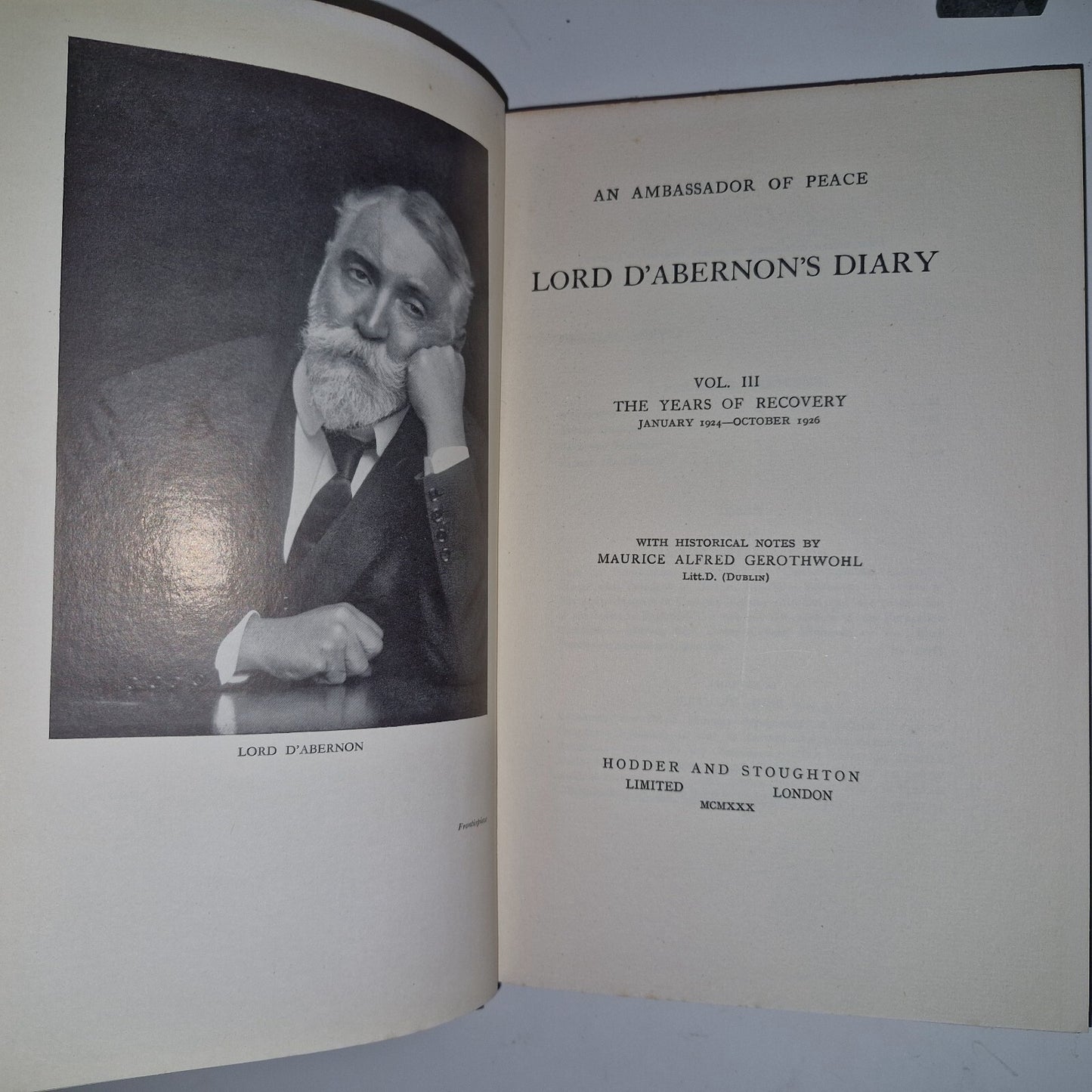 Diary of Lord d'Abernon, An Ambassador of Peace  3 Volume Set Hodder 19293014