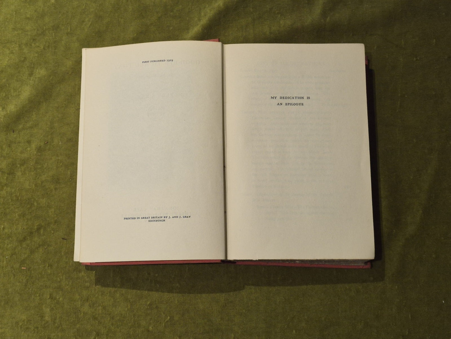 Good-bye to All That an Autobiography -  Robert Graves , Jonathan Cape 1st 19295