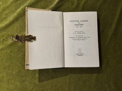 Scottish Diaries and Memoirs 1746-1843, J G Fyfe , Mackay 1942 1st HB DJ4