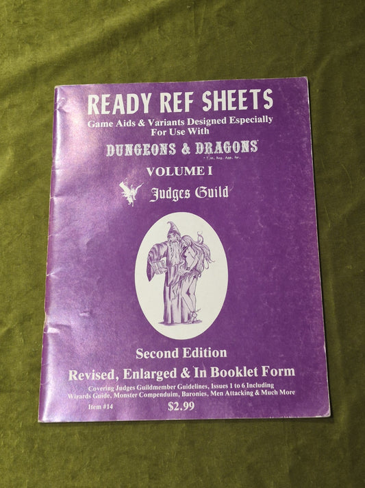 Advanced Dungeons and Dragons Ready Ref Sheets Volume One Judges Guild 19790