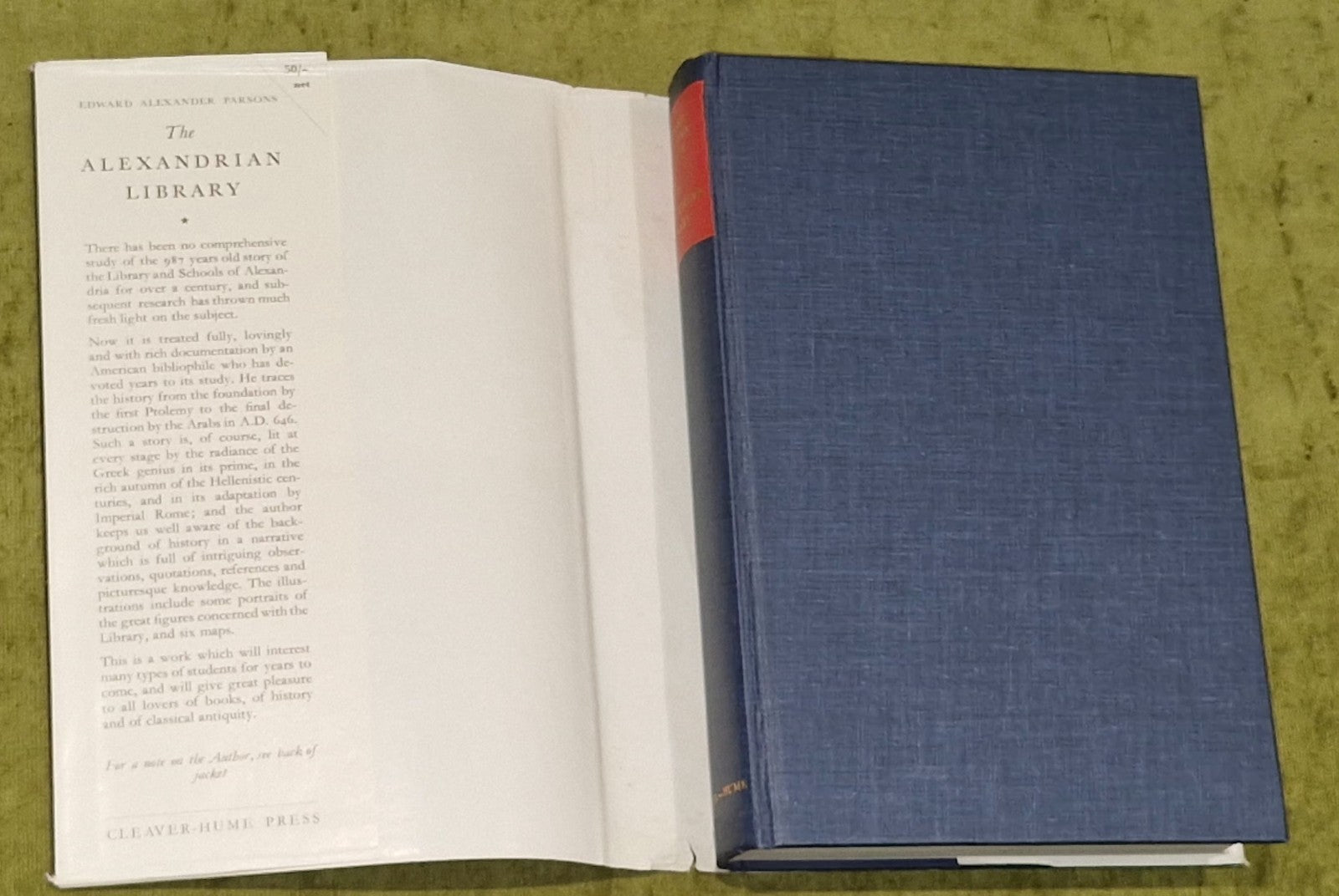 The Alexandrian Library by Edward Alexander Parsons [Cleaver-Hume] 1952 1st Ed4