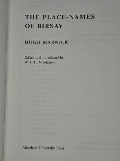The Place-Names of Birsay Hugh Marwick Nicolaisen Aberdeen 19703