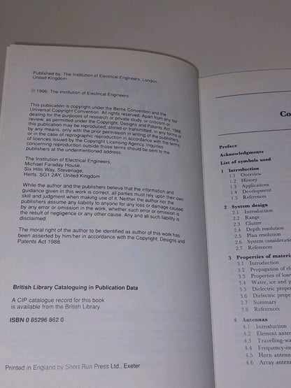 SurfacePenetrating Radar D. J. Daniels (1996)4