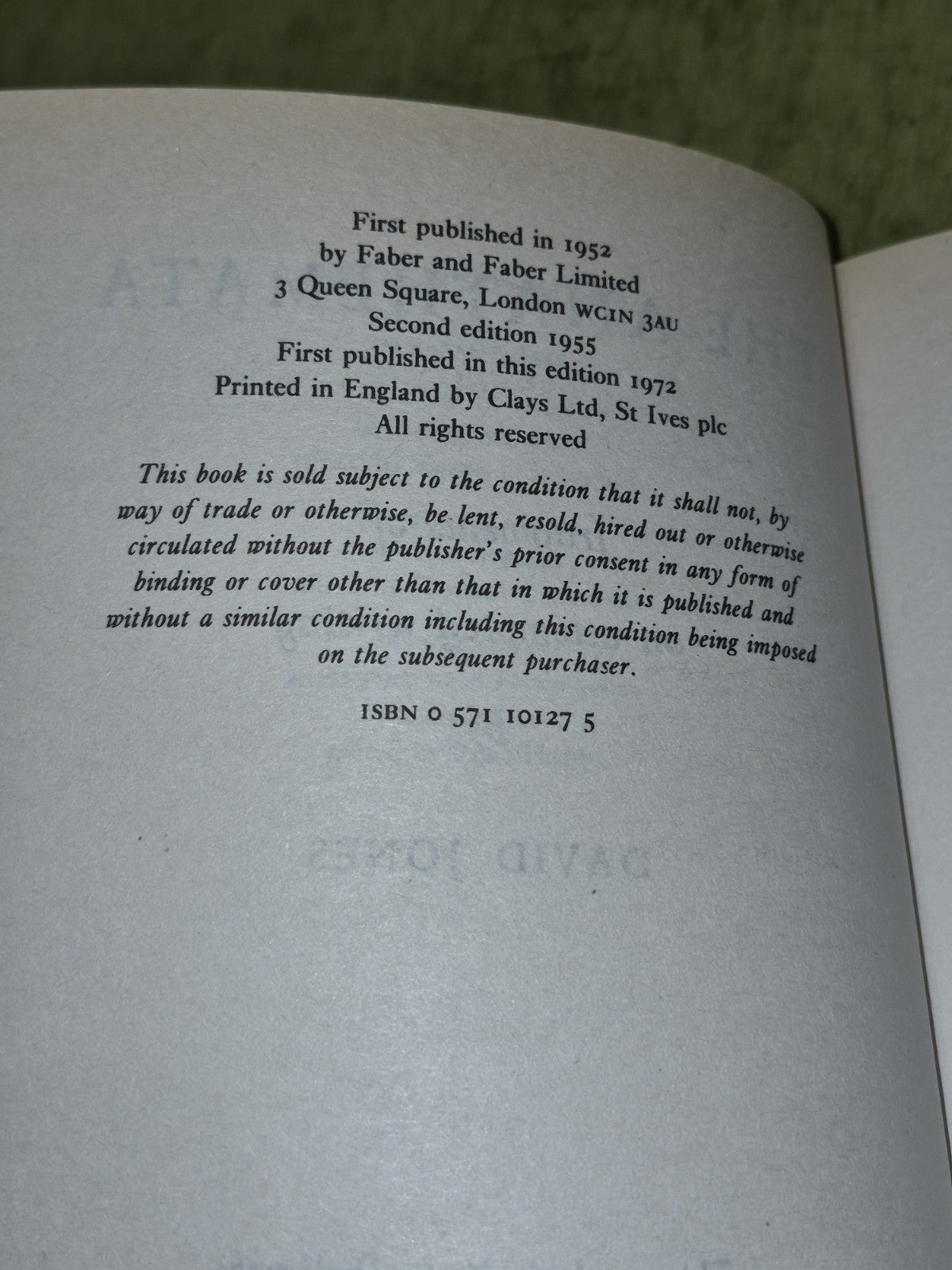 Anathemata : Fragments of an Attempted Writing - David Jones - Faber  (1972)4