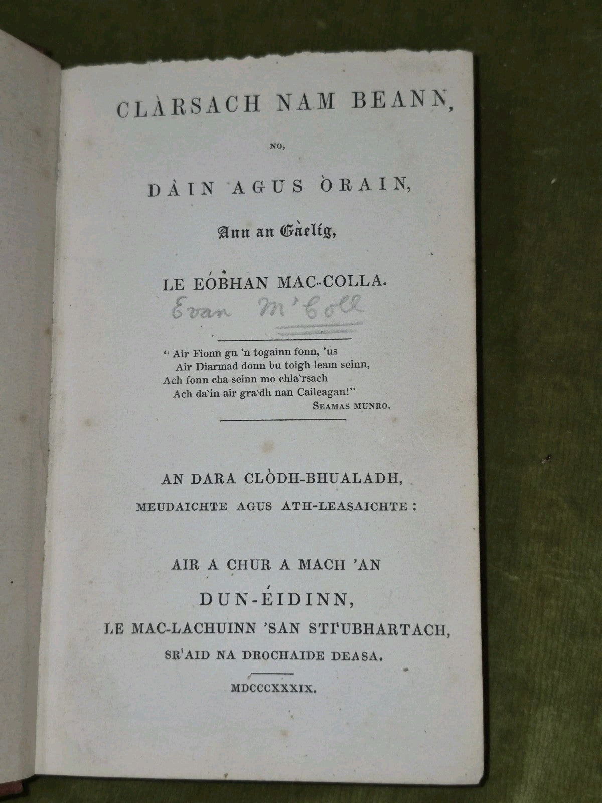 Clarsach Nam Beann Eobhan Mac-Colla 1839 Second Edition Edinburgh5