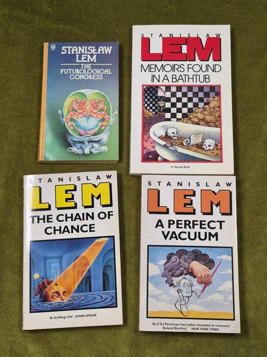 4 Stanislaw Lem Books: Futorological Congress, Chain of Chance, Bathhtub, Vacuum0