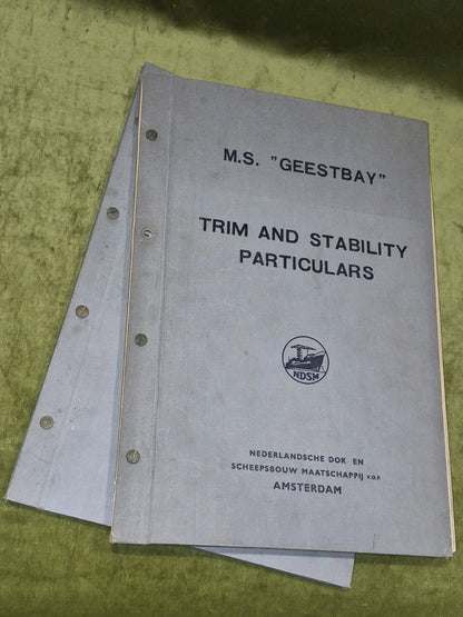 M. S. "Geestbay" Ship Calibration Scales and Trim and Stability Particulars Book2
