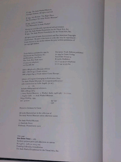 THE ANDY WARHOL MUSEUM/BOOK AND COMPACT DISC By Avis Berman & Arthur C. Danto VG6