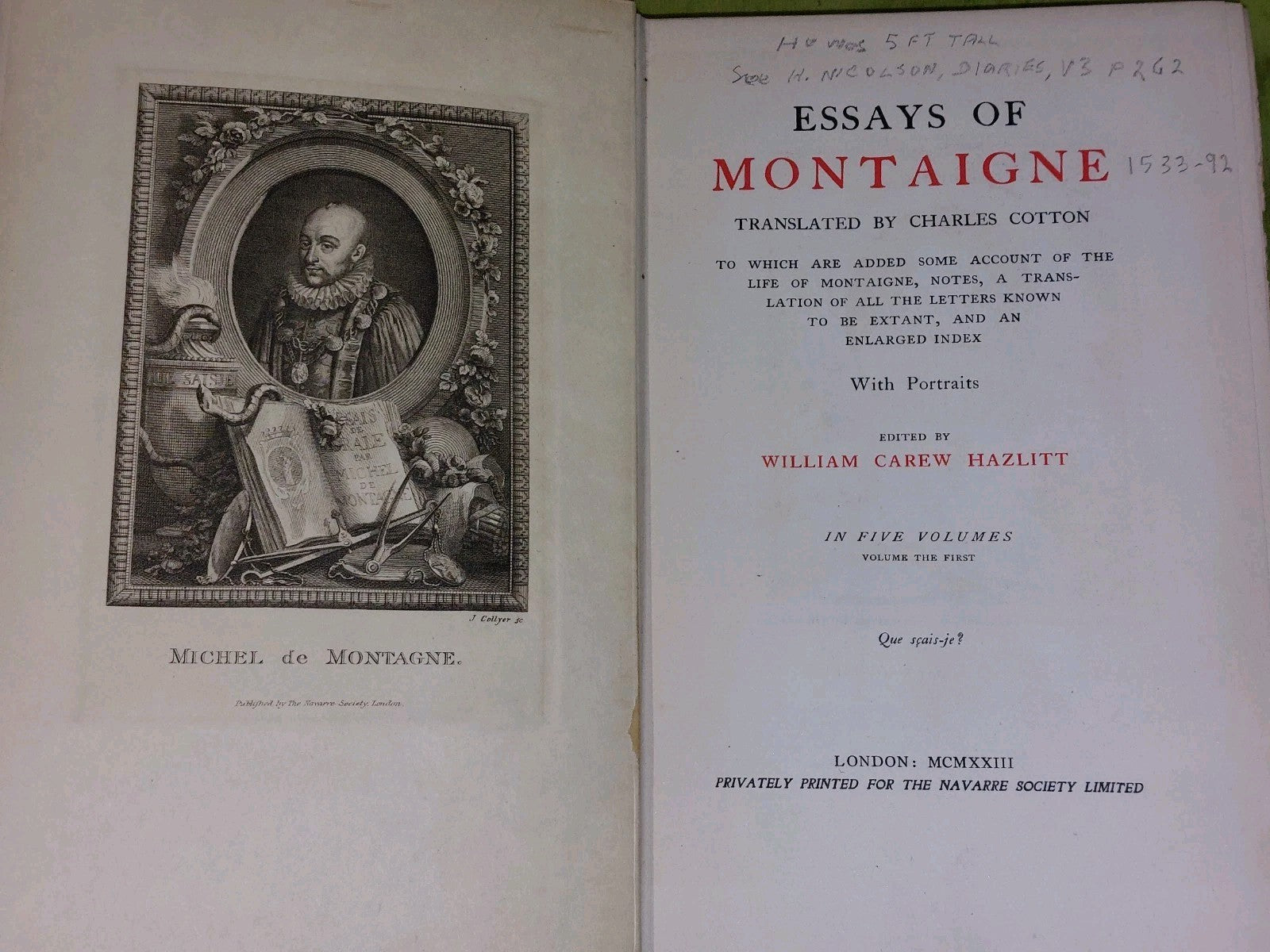 Essays Of Montaigne Charles Cotton (1923) Complete 5 Volumes Navarre Society 9
