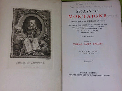 Essays Of Montaigne Charles Cotton (1923) Complete 5 Volumes Navarre Society 9