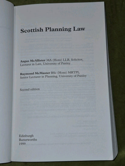 Scottish Planning Law Second Edition (1999) Angus McAllister Raymond McMaster3