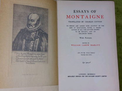 Essays Of Montaigne Charles Cotton (1923) Complete 5 Volumes Navarre Society 14