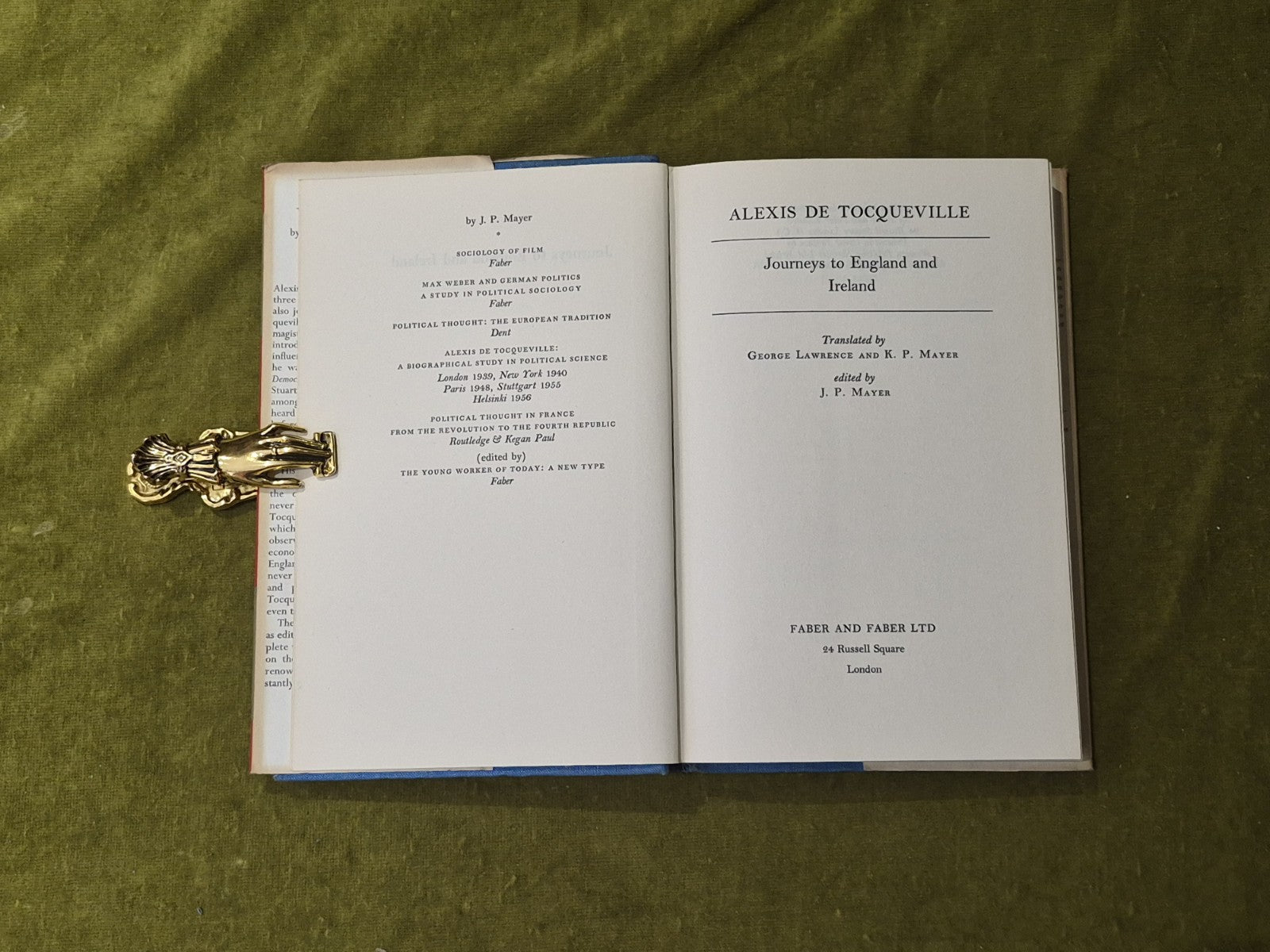 Alexis De Tocqueville - Journeys to England and Ireland, Faber & Faber 1958 1st3