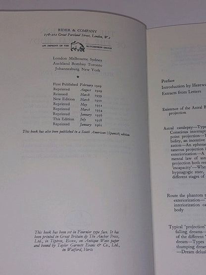 The Projection of the Astral Body By Muldoon & Carrington  1961 Hb Book With Dj5