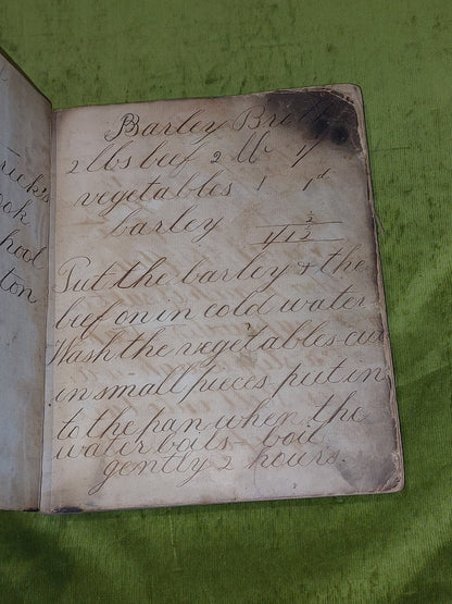 19th Century Handwritten Recipe /Cookery Book, Children's - Dumbarton Circa 18505