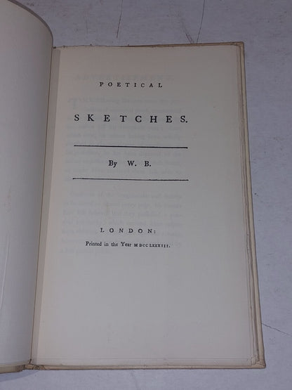 1926 Poetical Sketches By William Blake Noel Douglas Facsimile of the 1783 Ed2
