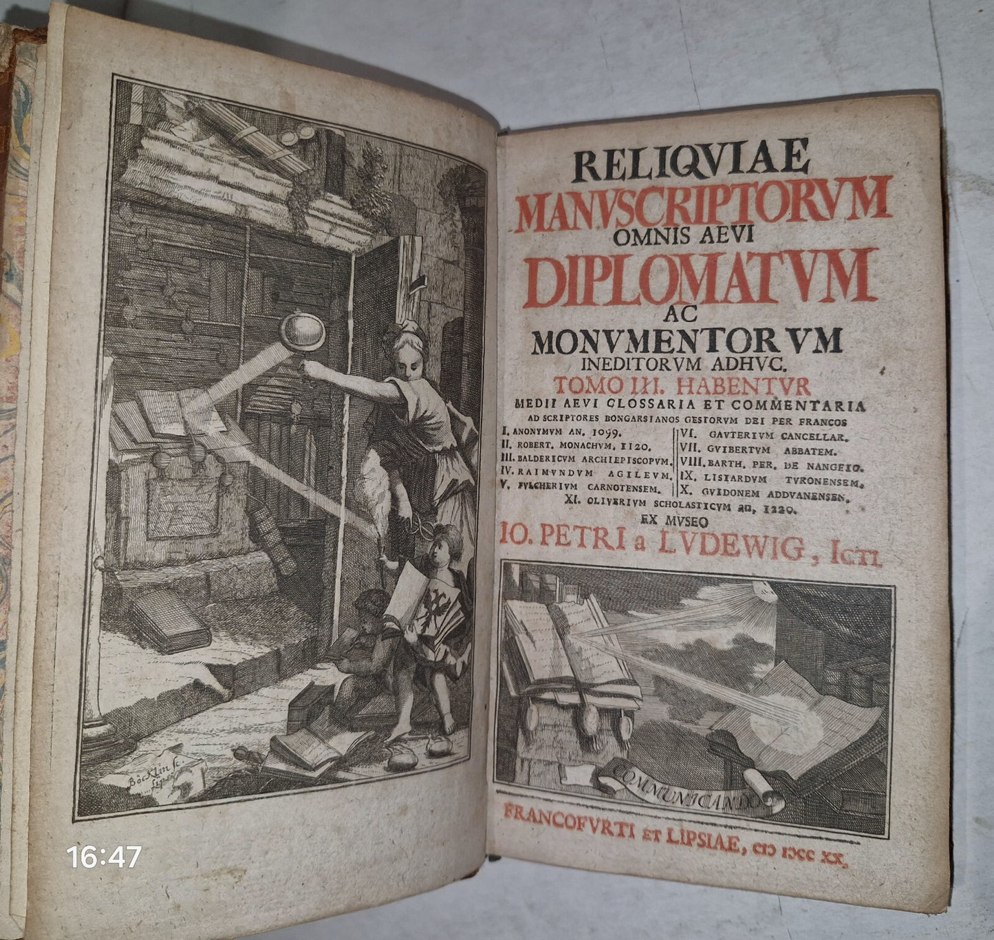 Reliquiae manuscriptorum omnis diplomatum ac monumentorum... 1720 Tomi III Vol 30