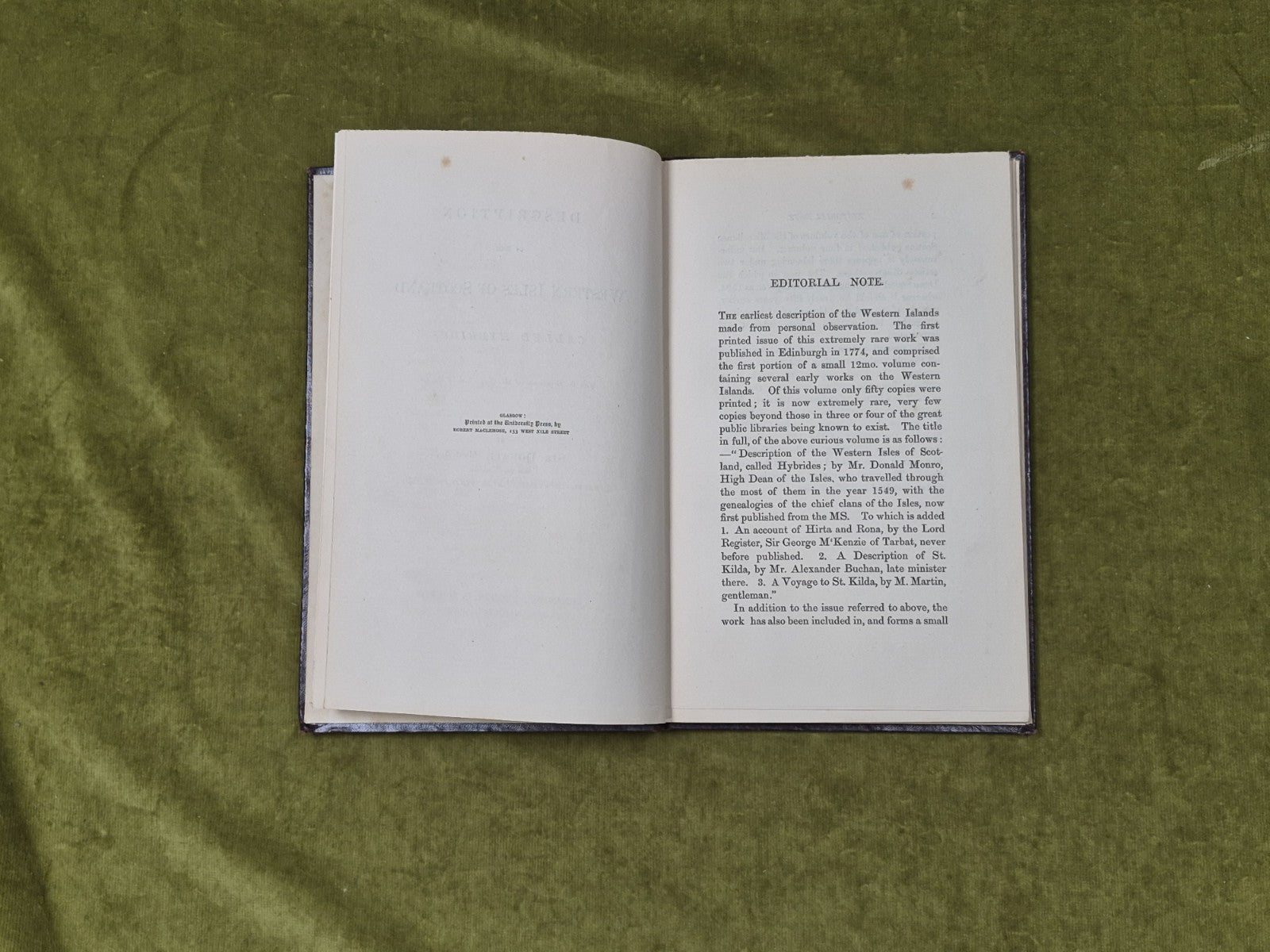Description of the Western Isles of Scotland Called Hybrides - Donald Monro 18845