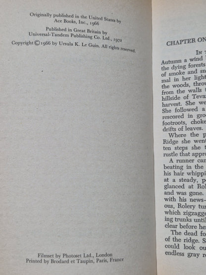 Planet of Exile Paperback Ursula Le Guin 1972 Tandem Fantasy 5