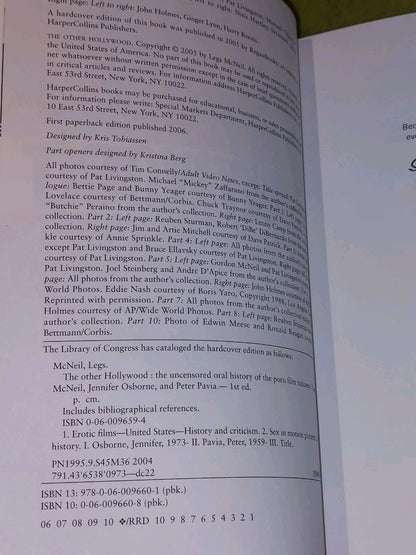 The Other Hollywood By L McNeil & J Osborne (2006) [Regan Books] Pb3