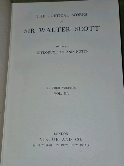 Poetical Works of Sir Walter Scott Complete Set 4 Volumes (Virtue and Co) c.19104