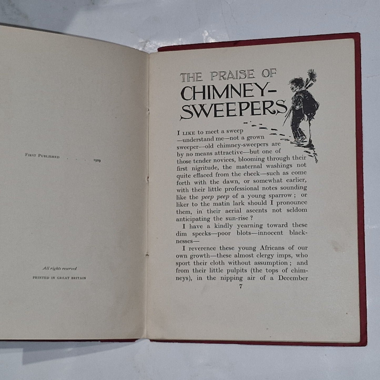 The praise of chimneysweepers. by Charles Lamb. 1st Edition, 1929. Illustrated.7
