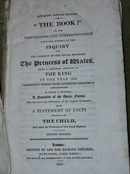 The Book! Inquiry into the Conduct of her Royal Highness 1813 Second Edition4