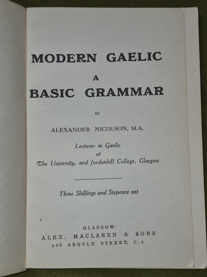Modern Gaelic A Basic Grammar Alexander Nicolson 19454