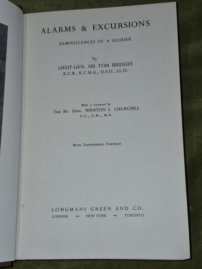 ALARMS & EXCURSIONS Reminiscences of a Soldier. BRIDGES, 1938. Boer War, WW16