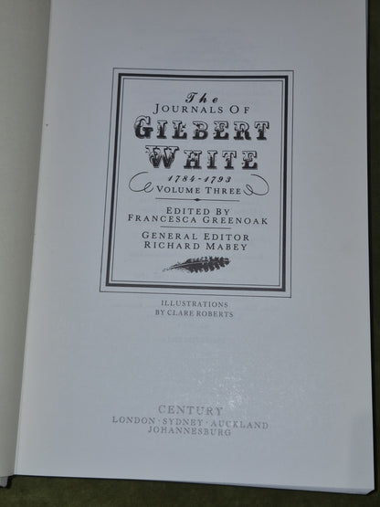 Journals of Gilbert White Volume Three 3 Francesca Greenoak 19893