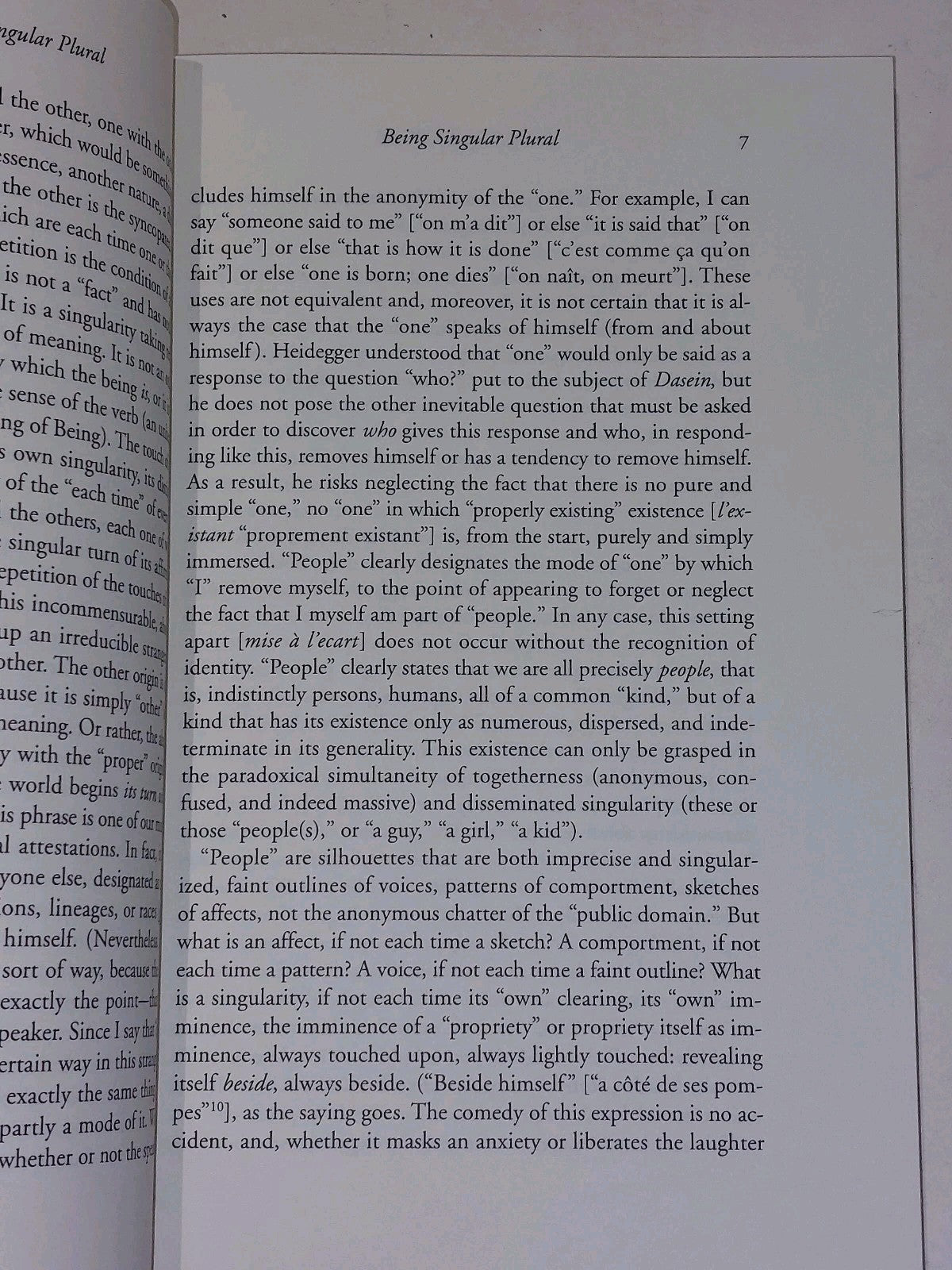 Being Singular Plural by JeanLuc Nancy (2000)7