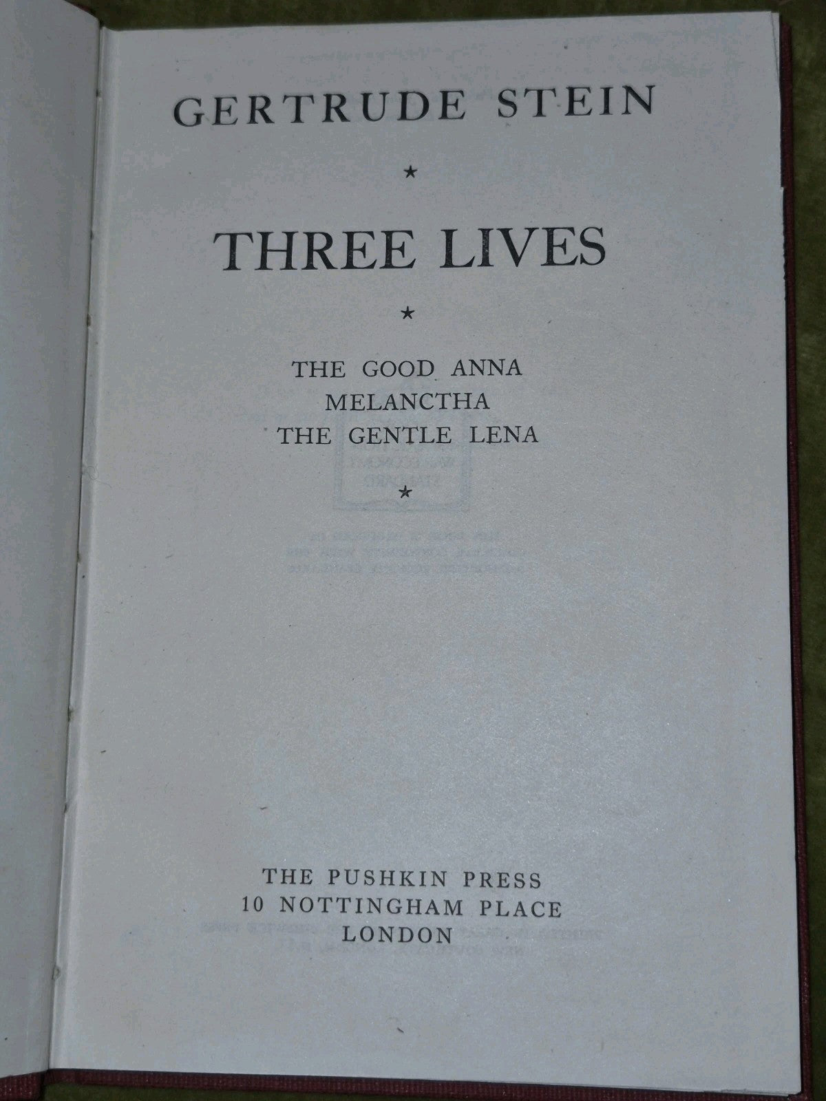 Three Lives Gertrude Stein 1945 Second Edition HB DJ4