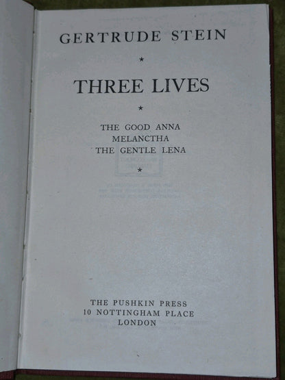 Three Lives Gertrude Stein 1945 Second Edition HB DJ4