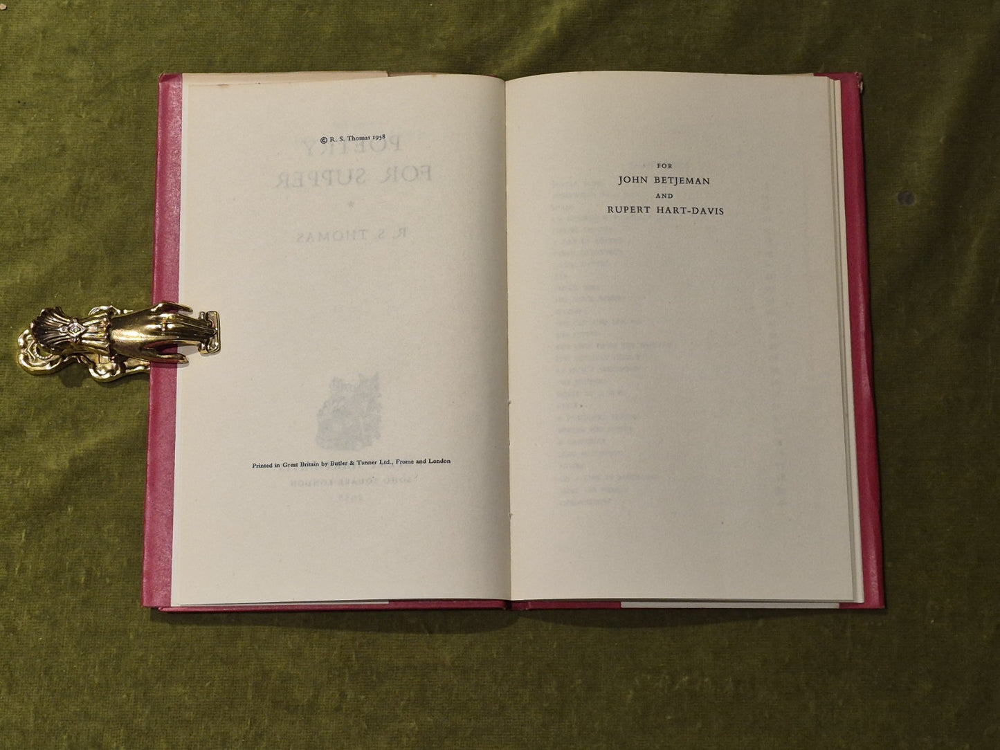Poetry for Supper New Poems - R S Thomas , Rupert Hart-Davis 1958 1st HB DJ4