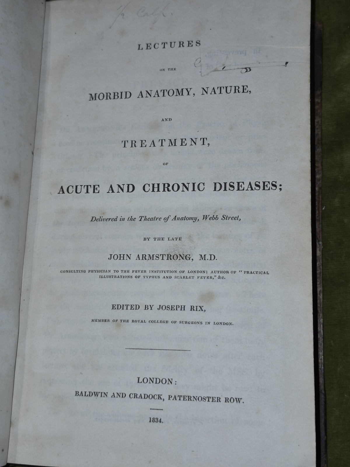 Morbid Anatomy John Armstrong Baldwin and Cradock 18344