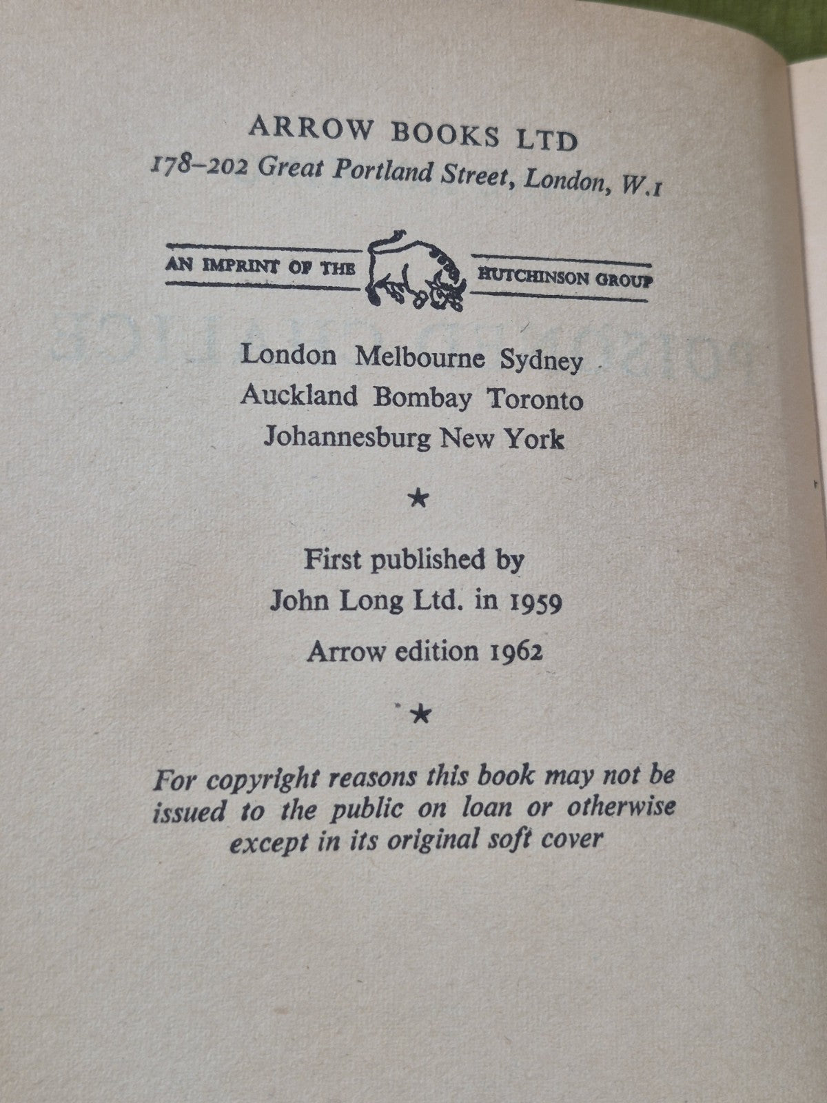 Poisoned Chalice By Anne Hocking 1962 1st Ed. Arrow Paperback5
