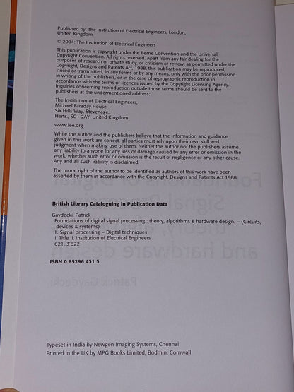 Foundations of Digital Signal Processing by Patrick Gaydecki (2004)3