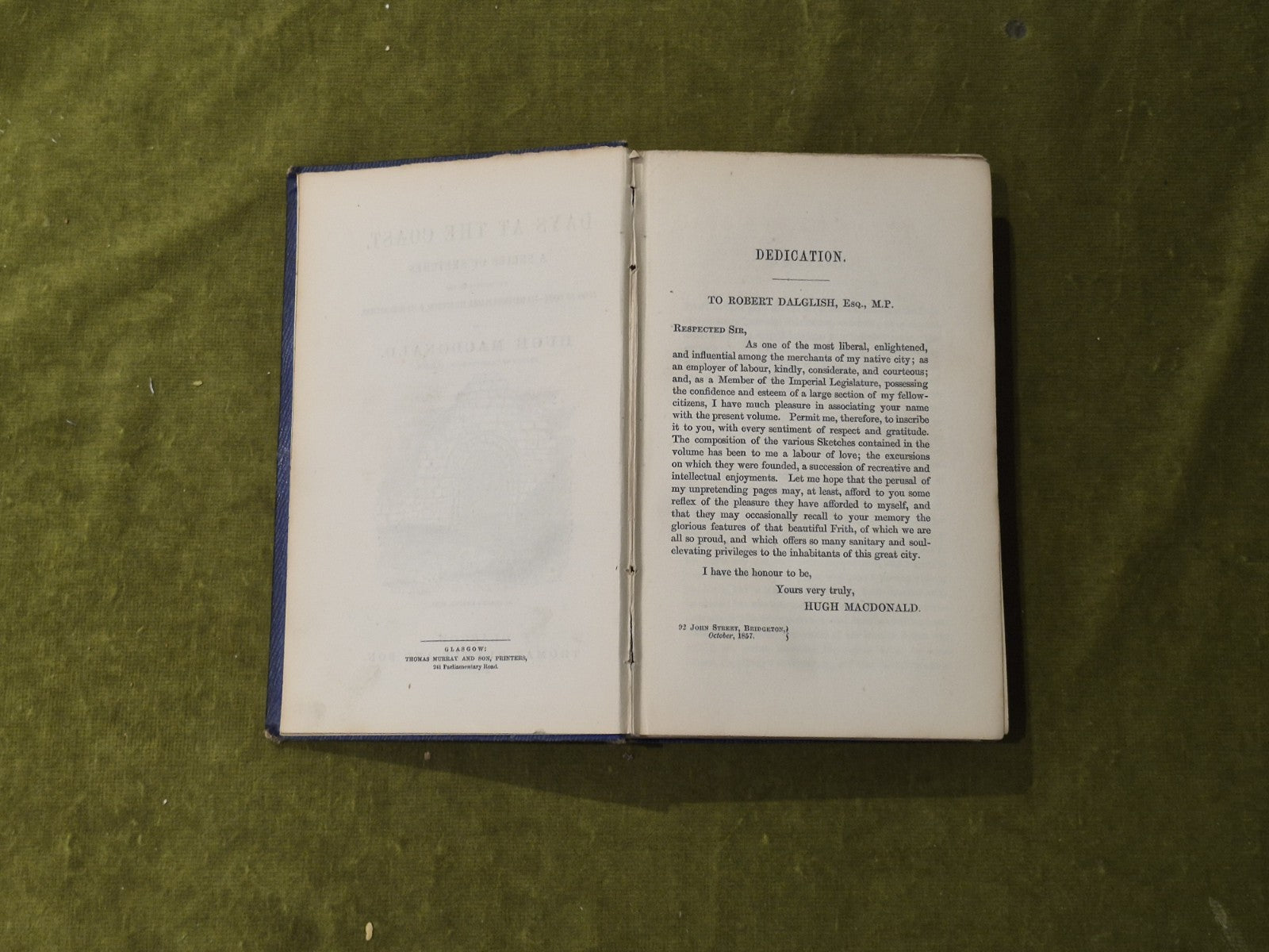 DAYS AT THE COAST - Hugh Macdonald , Murray & Son 1857 HB6